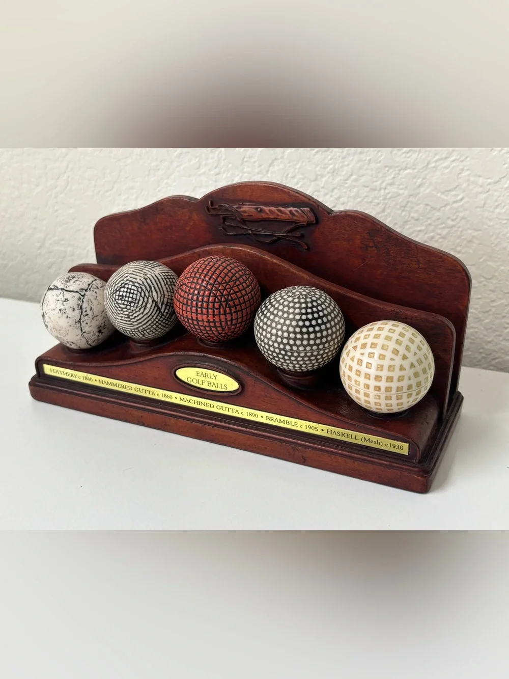 Vintage History of Golf Balls Display Letter Holder/Desk Organizer/ 8